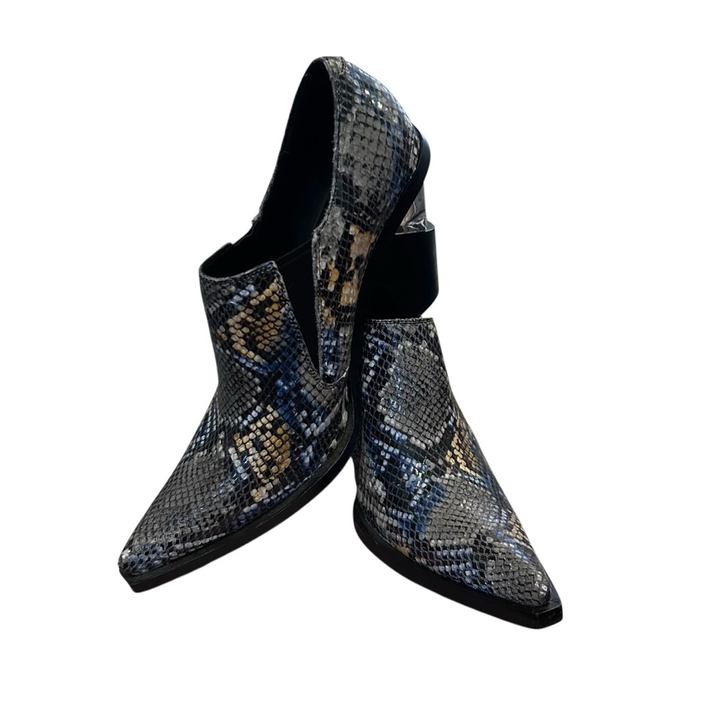 Jeffrey Campbell Metallic Snakeskin Pointed Ankle Booties - Black, Silver, Gold - Picture 5 of 7
